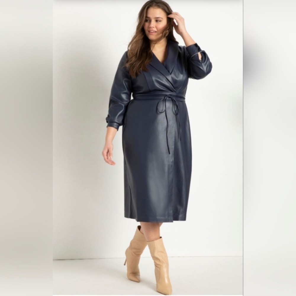 Eloquii Faux Leather Wrapped Dress